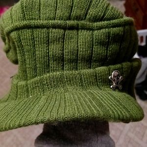 Cable knit visor beanie hat